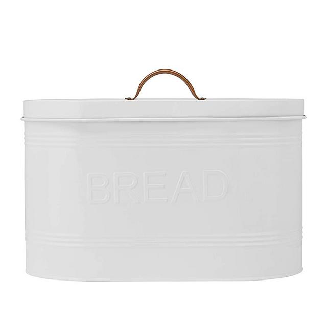 Amici Home Rustic Kitchen Metal Bread Storage Bin, 288 oz, White