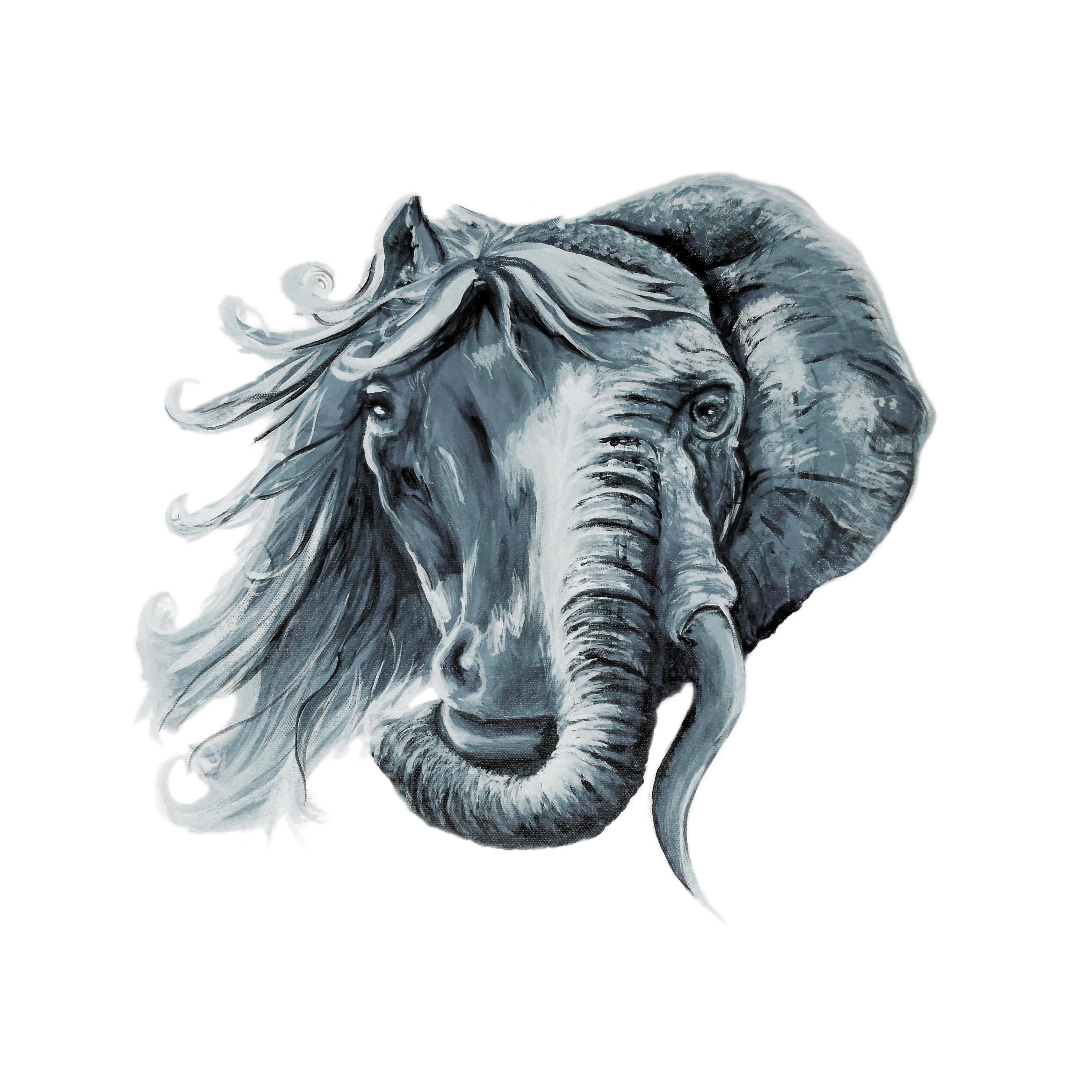 This is a painting done by Cristina and Erik to represtent their Spirit Animals merging together as one. The left is a horse for Cristina and the right is an elephant for Erik.