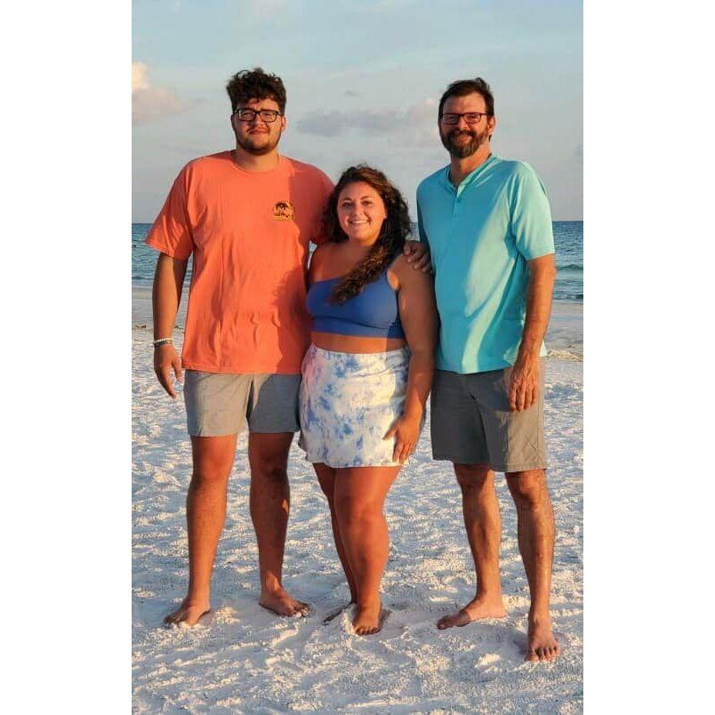 Brian and his children: Brendan (21) and Mollie (26) July 2021