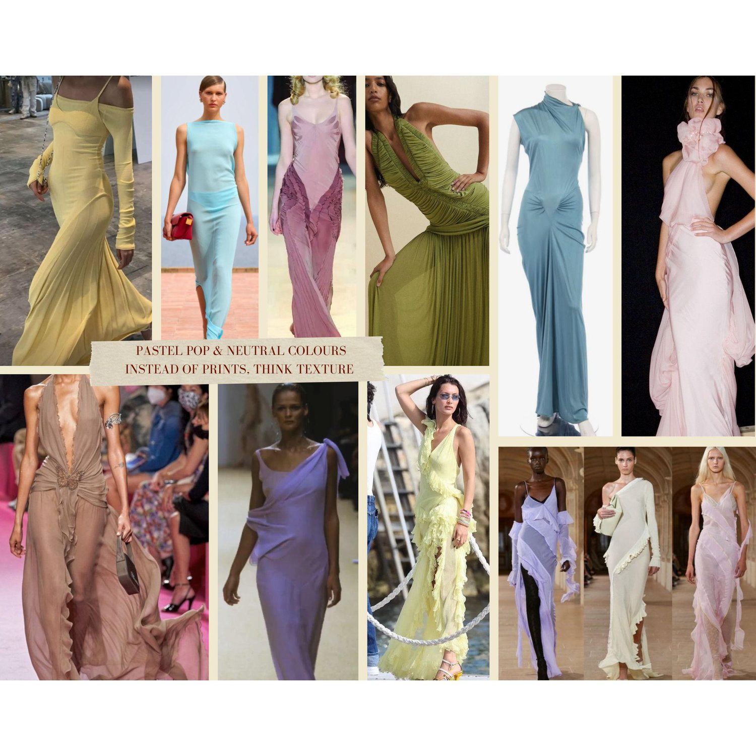 Pastel Pop & Neutral Colours. Think textures instead of prints.