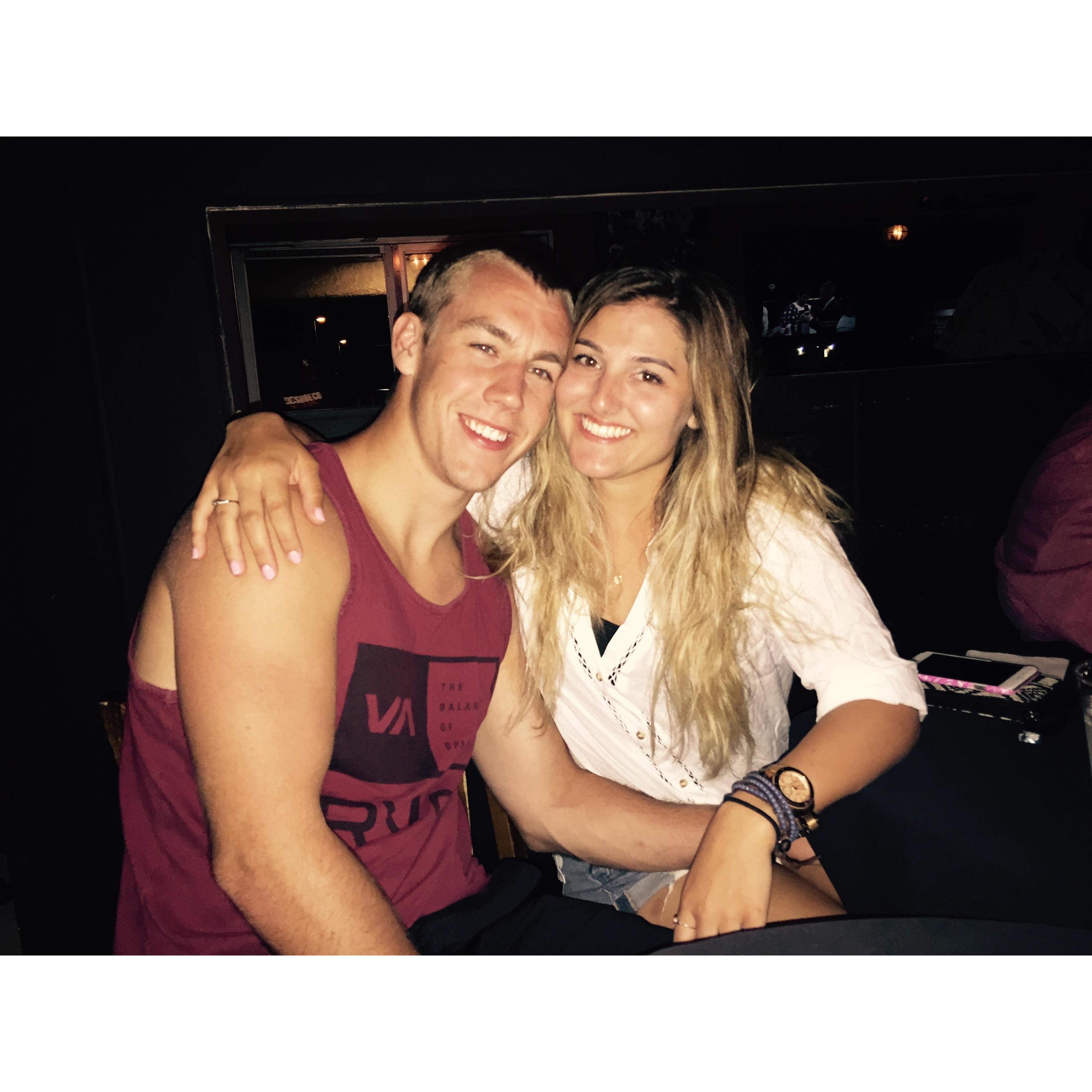 Our friend who took this picture said it would be "the picture we use for our wedding announcements"