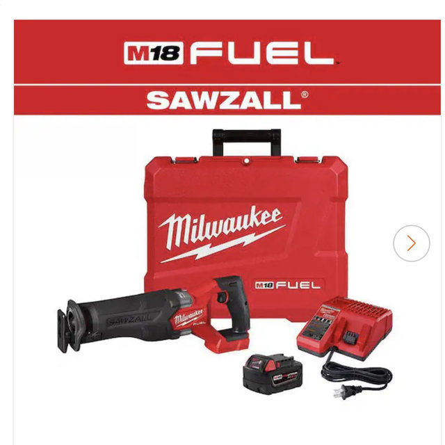 Milwaukee M18 FUEL 18V Lithium-Ion Brushless Cordless SAWZALL Reciprocating Saw Kit W/one 5.0 Ah Batteries, Charger and Case 2821-21
