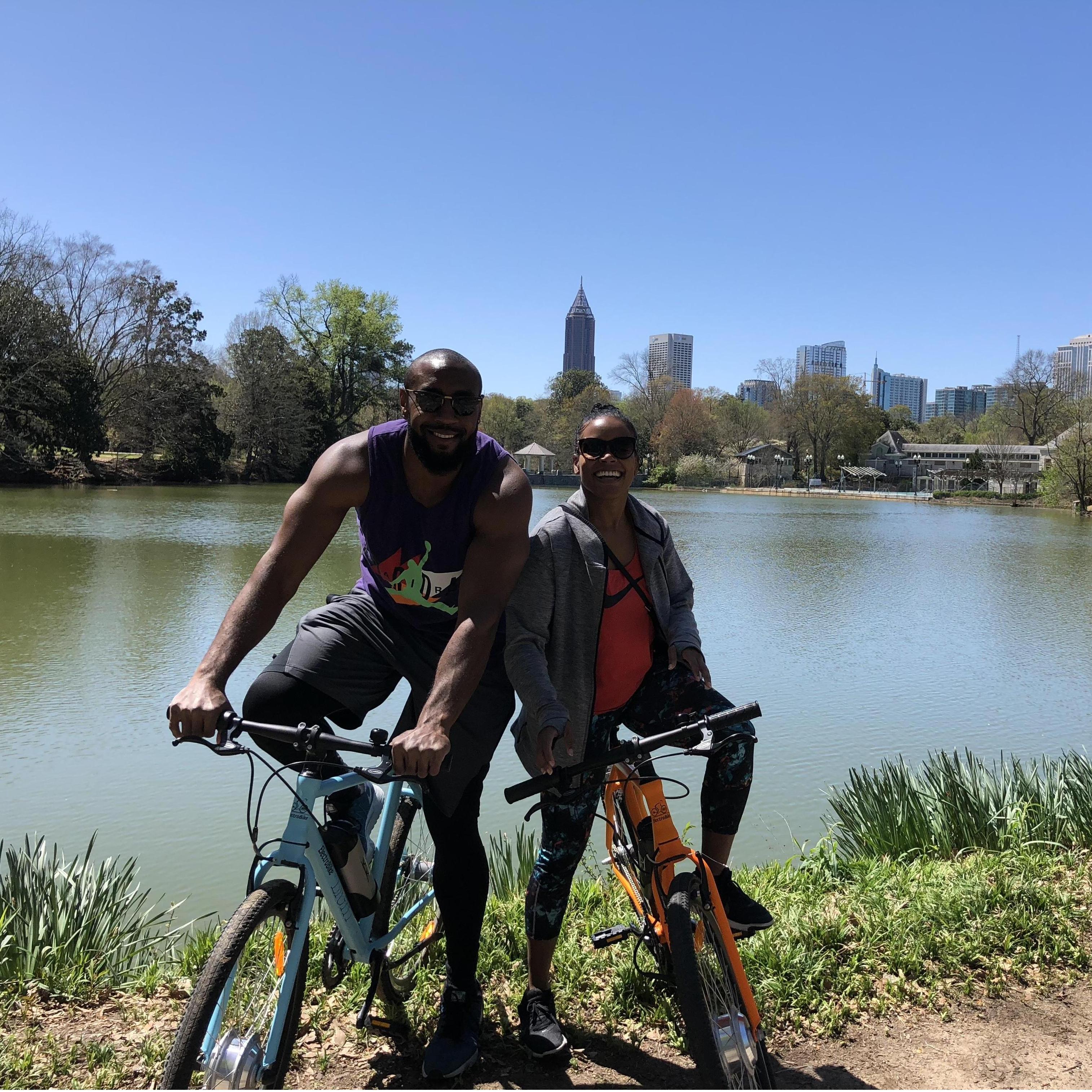 Bike riding in Piedmont Park.