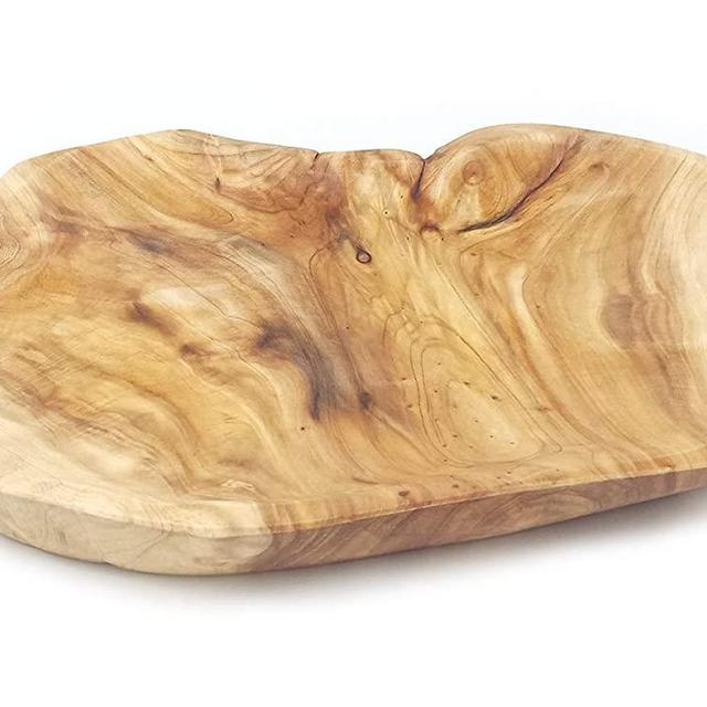 Wood Fruit Snack Dish Hand-Carved Candy Dish Natural Handmade Wooden Serving Tray Wood Root Carved Dish Fruit Bowl 12.5"