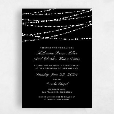 Black Wedding Invitation - Moonlight Edge