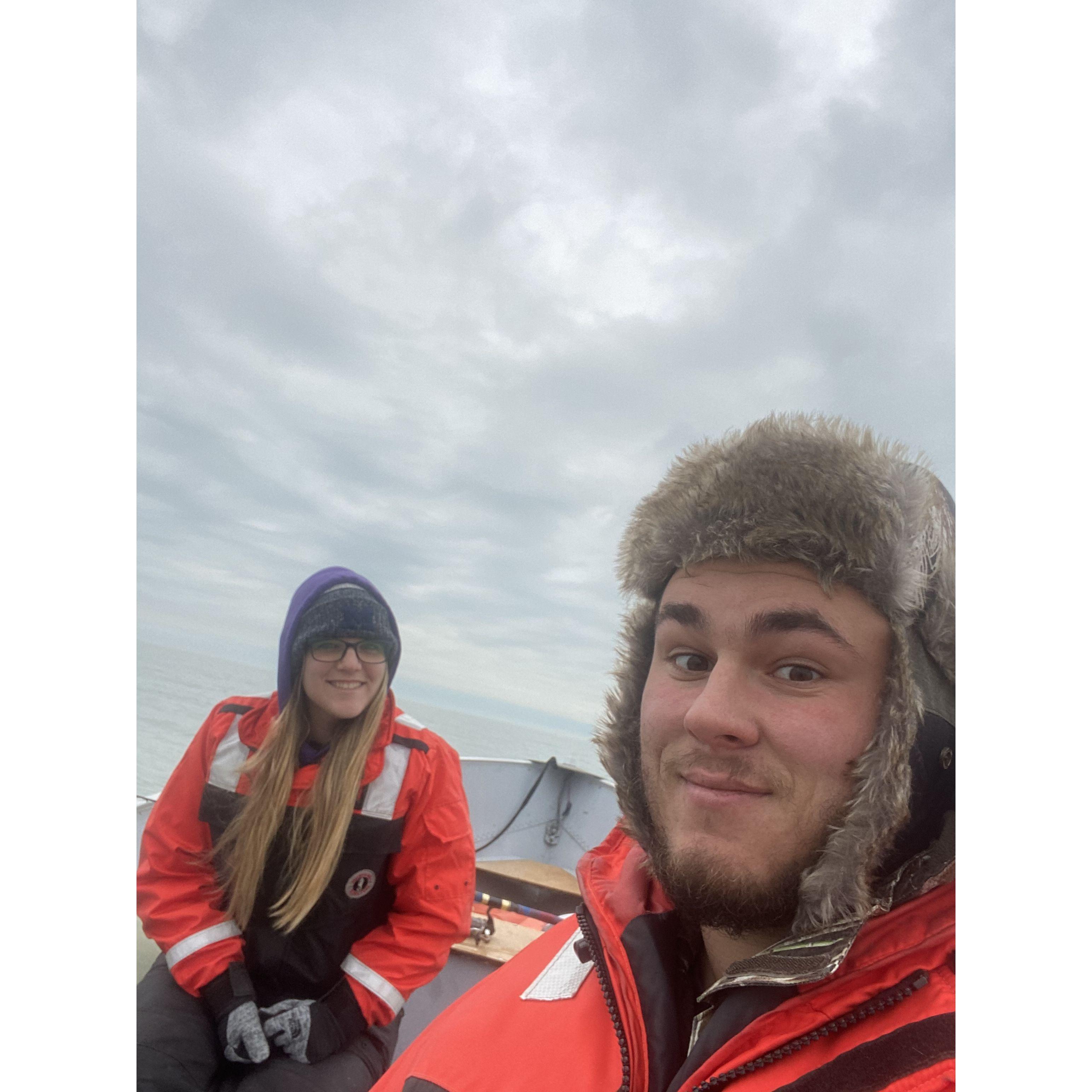 Fishing with icey water… he is worth it 🎣🥰