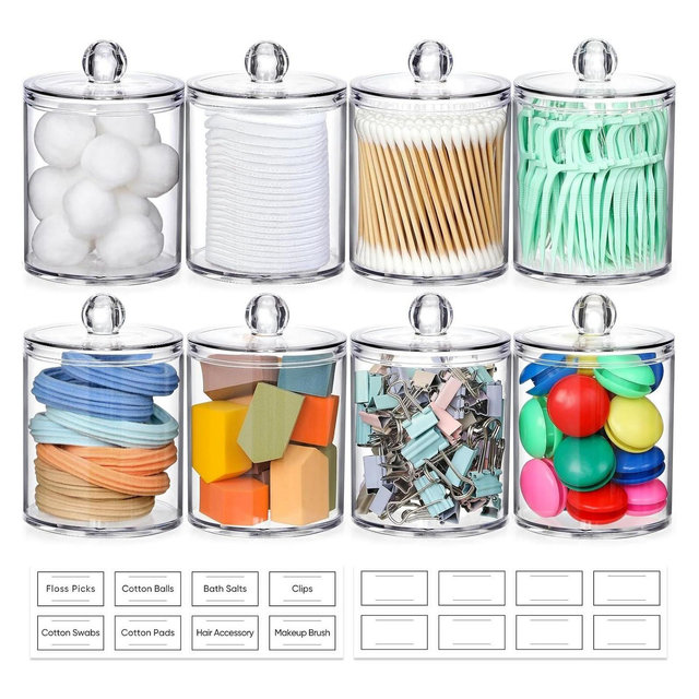 Maison Acrylic Qtip Holder Dispenser 8 Pack