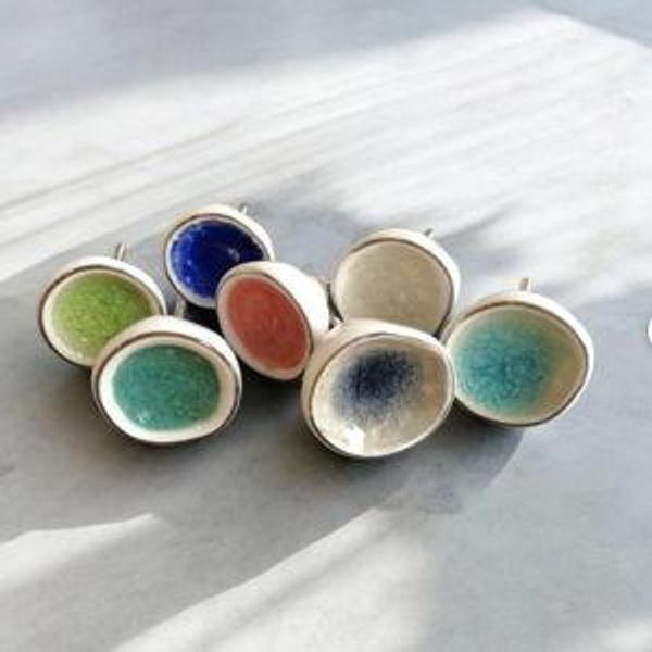 Lime Silver Edge Ceramic Knob