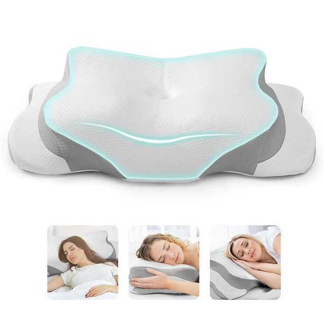 Ericbestseller Cervical Neck Pillow for Pain Relief - Memory Foam Cooling Pillow for Side Sleepers, Adjustable Orthopedic Pillow with Removable Breathable Cover, Neck Support Pillow for Adults