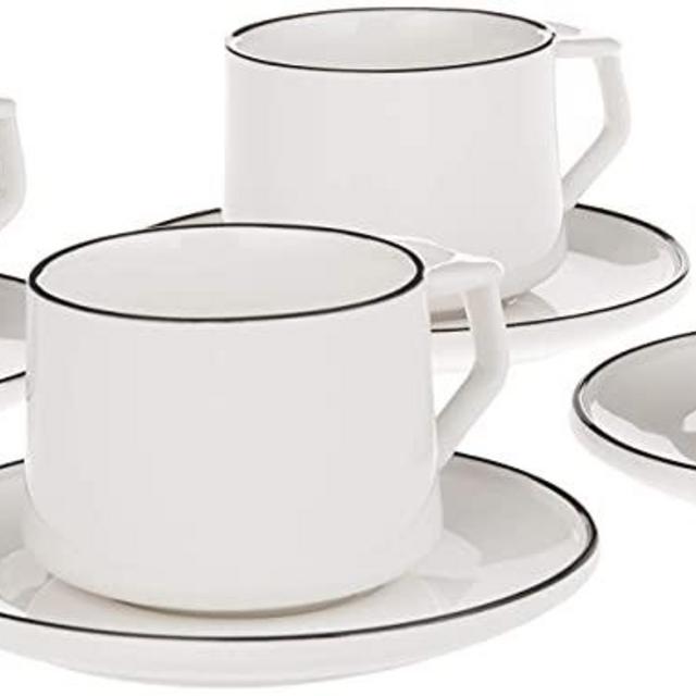 Dansk Kobenstyle II 4pc Teacup & Saucer Set, 4.40 LB, White