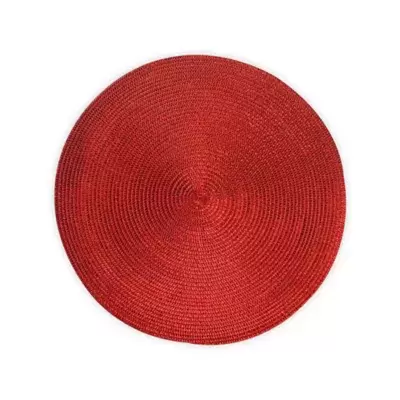 Round Woven Metallic Placemats in Red (Set of 6)