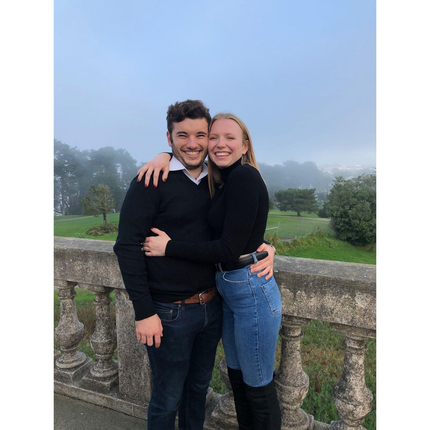 Mitchell surprised Chase for her 20th birthday, on a day trip with her family, outside the Legion of Honor in SF.