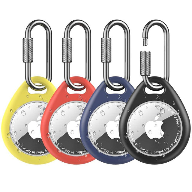 SPGUARD for AirTag Holder Case with Keychain 1st/2nd Air Tags-4 Pack for Apple Air Tag Holder with Wire Cable Lock Key Ring Chain Air Tagholder Accessories for GPS Item Tracker Kids,Keys,Luggage