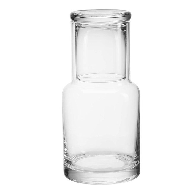 BlogBlog Bedside Water Carafe and Glass Set, Mouthwash Decanter, Water Pitcher Set for Nightstand (Clear)