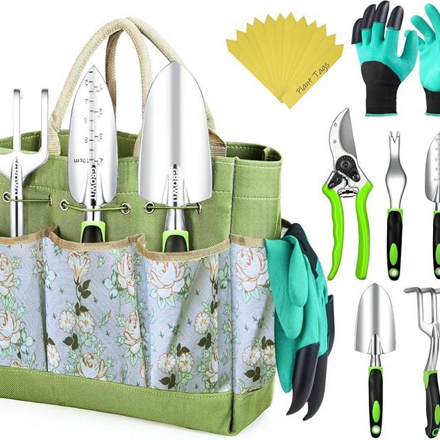 Heavy Duty Garden Tools 22 Pieces Floral Set - Rust Proof, Non-Slip, Durable Gardening Supplies - Ergonomic Gardening Hand Tools - Ideal Gardening Gifts for Women