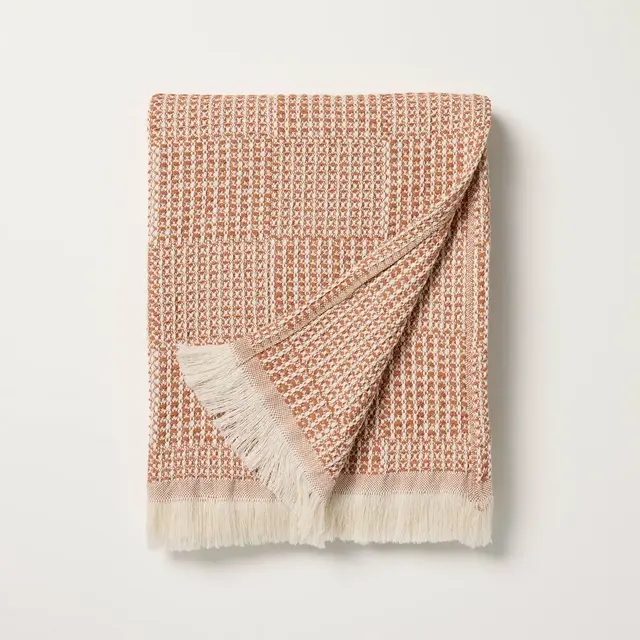 Checkered Knit Throw Blanket Rusted - Hearth & Hand™ with Magnolia