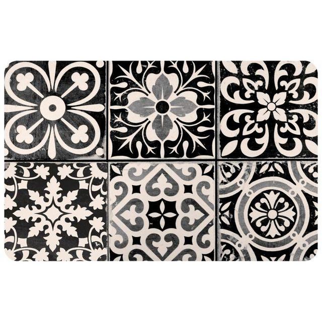 Bungalow Flooring - "FoFlor Ceramic Tile 23" x 36" Kitchen Mat in Black/White"