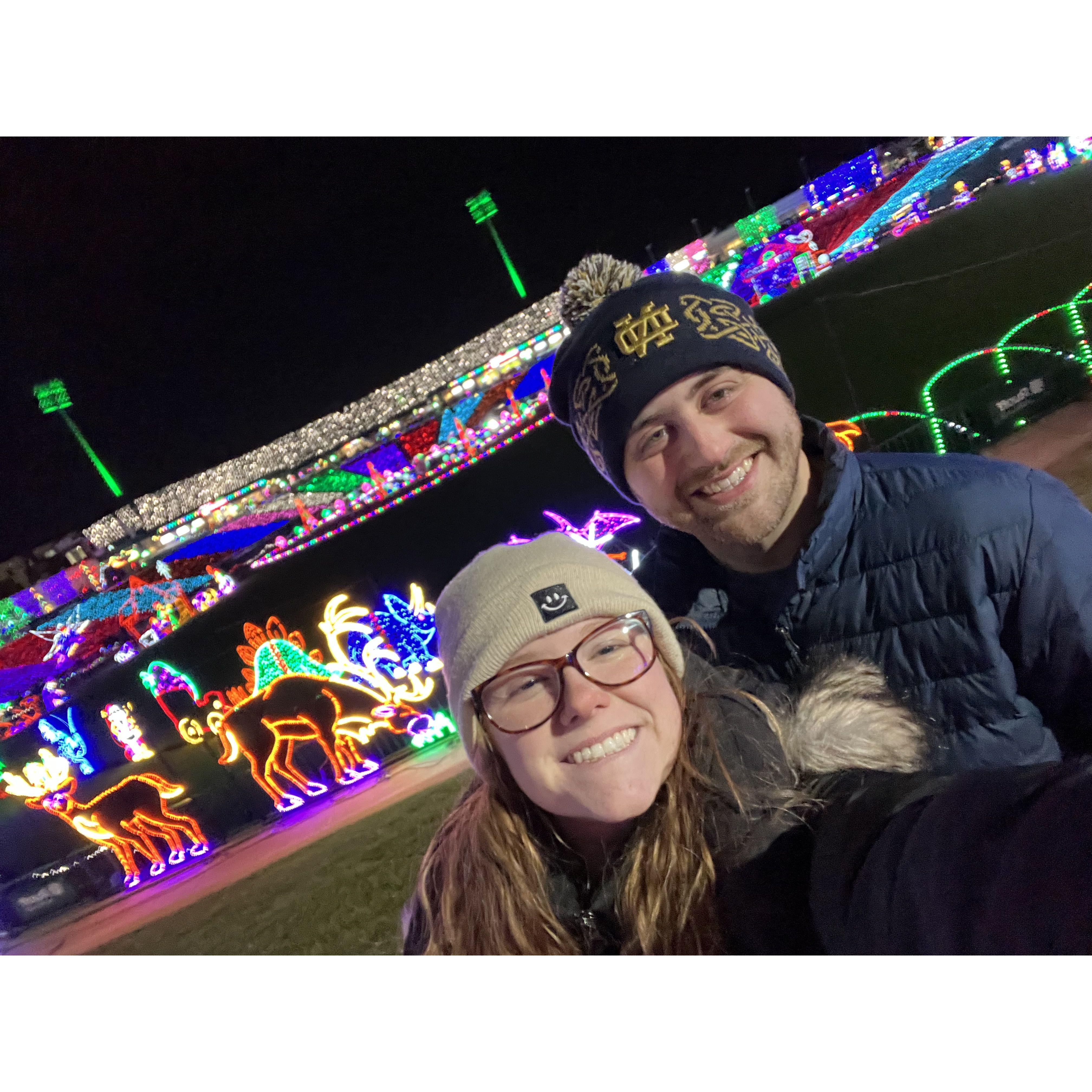 We took this at the Parkview Field Holiday Light Display. We got free tix when we toured the venue for our reception (can't wait for you all to see it!).