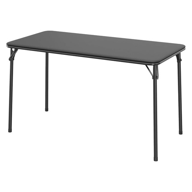 IDEALHOUSE 4 Feet Folding Table, Protable Foldable Card Table, Metal Legs Support, Upholstered PU Leather Tabletop, Heavy Duty, No Assembly Required, Perfet for Indoor and Outdoor, Black