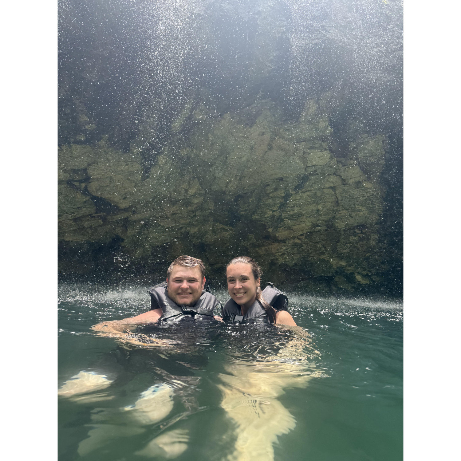 Swimming in a blue lagoon in the Domincan