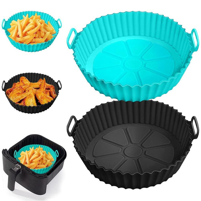 Silicone Air Fryer Liners for Ninja AF101 4QT AF141 5QT AF150 AF161 XL MAX 5.5QT for Ninja Foodi and Most 3-5 Quart Airfryers, Air Fryer Oven Microwave Accessories, Better than Disposable Paper Liner