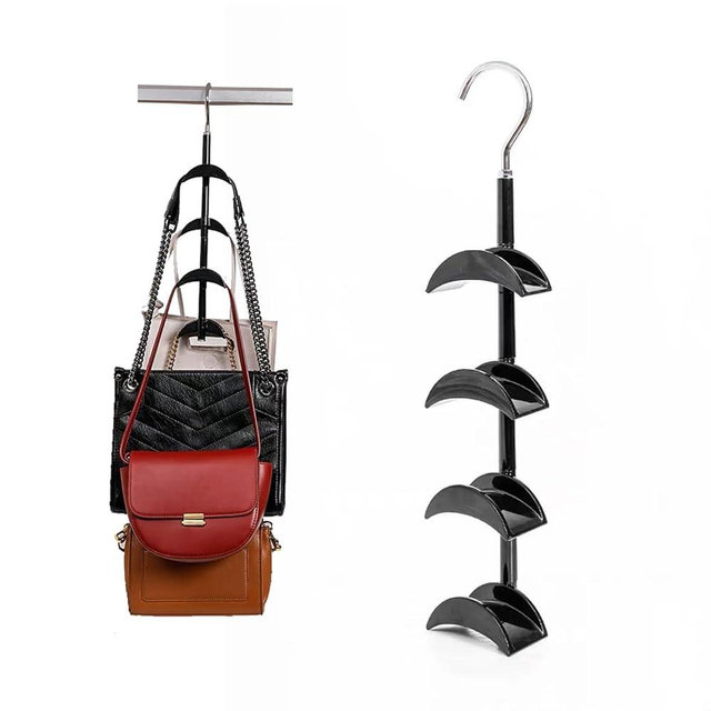Purse Organizer Purse Organizer for Closet Purse Hanger-360 °Rotation,Curved Design, No Fear of Deformation of The Bag Strap，Premium and Smooth Purse Hook (Black 1 Piece)