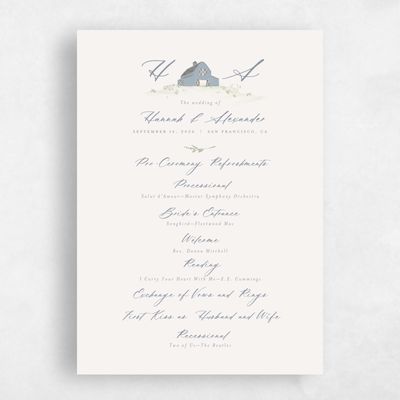 Dusty Blue Wedding Program - Sable