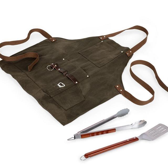 Greenpoint Canvas BBQ Apron & Grilling Utensil Set