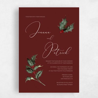 Burgundy, Red Wedding Invitation - Belvoir Portrait
