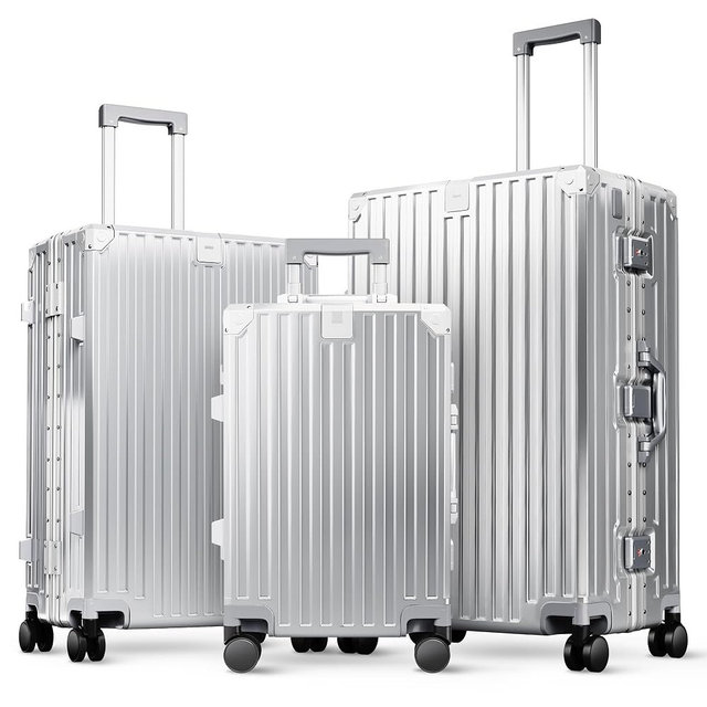 ALPHA CAMP 3 Piece Luggage Sets With Layer Dual Aluminum Frame,TSA Spinner Wheels, 3-Layer PC Hardside Carry on and Checked Hardside Zipperless Suitcase Sets,Type-C USB Charging Port, Cup Holder