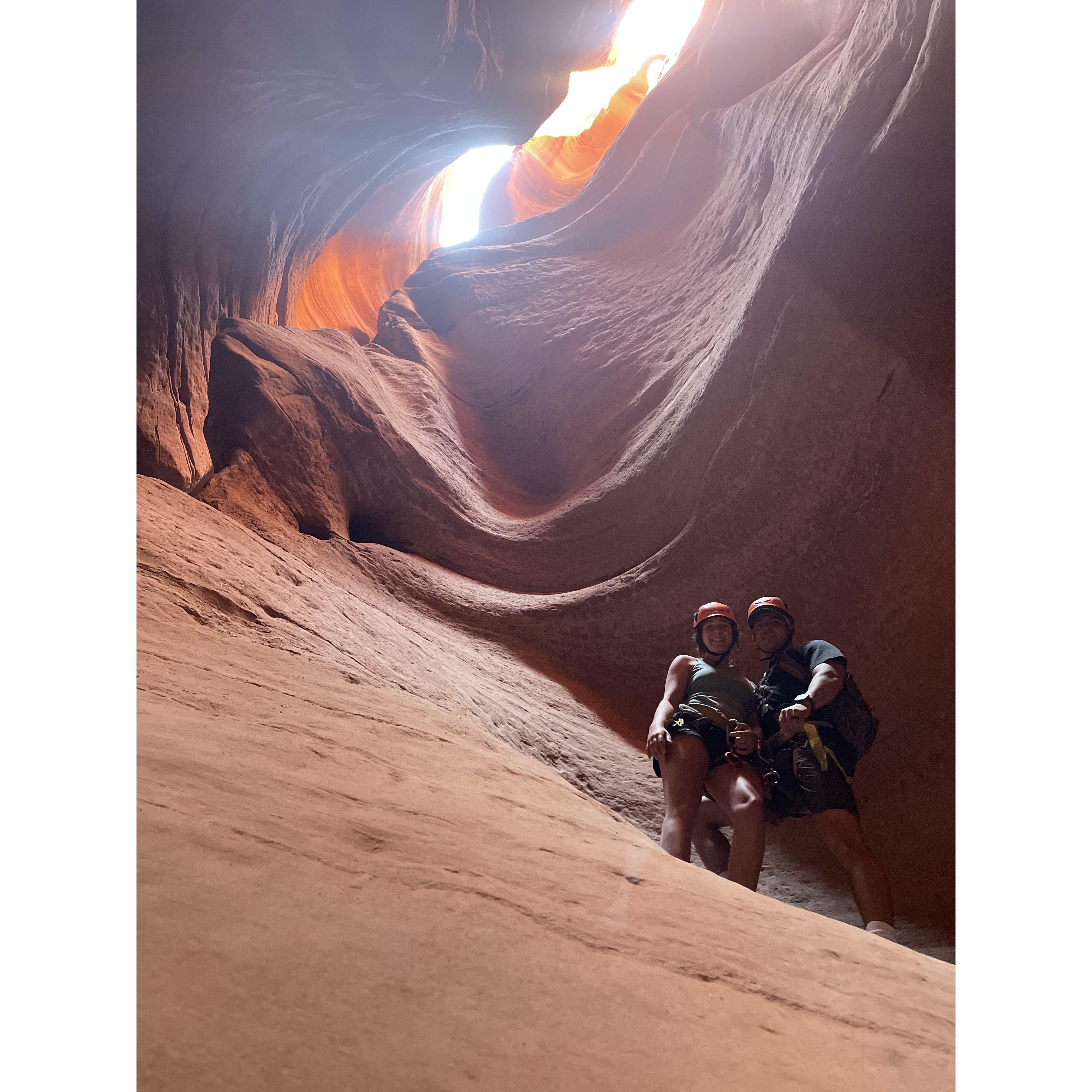 Exploring the caves in Zion National Park.