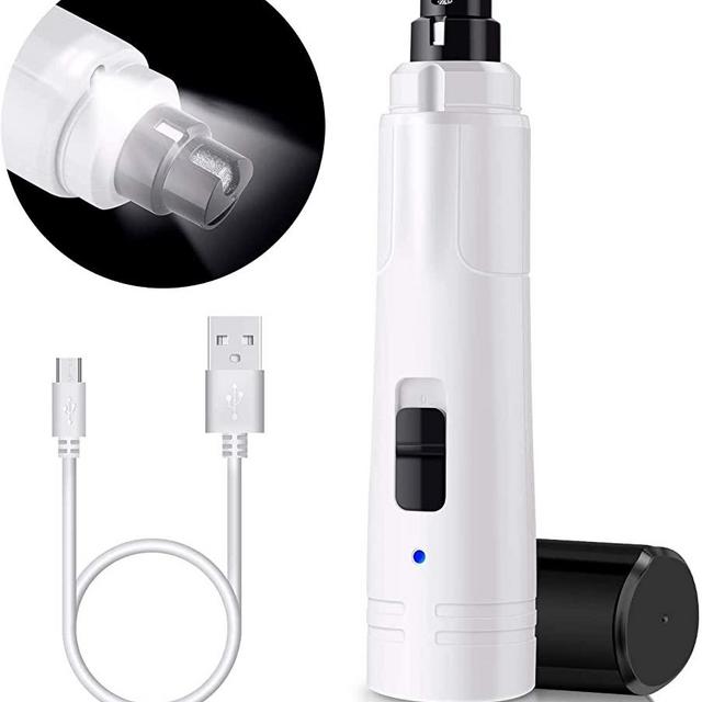 Casfuy Dog Nail Grinder with LED Light - Upgraded 2-Speed Electric Pet Nail Trimmer Powerful Painless Paws Grooming & Smoothing for Small Medium Large Dogs & Cats