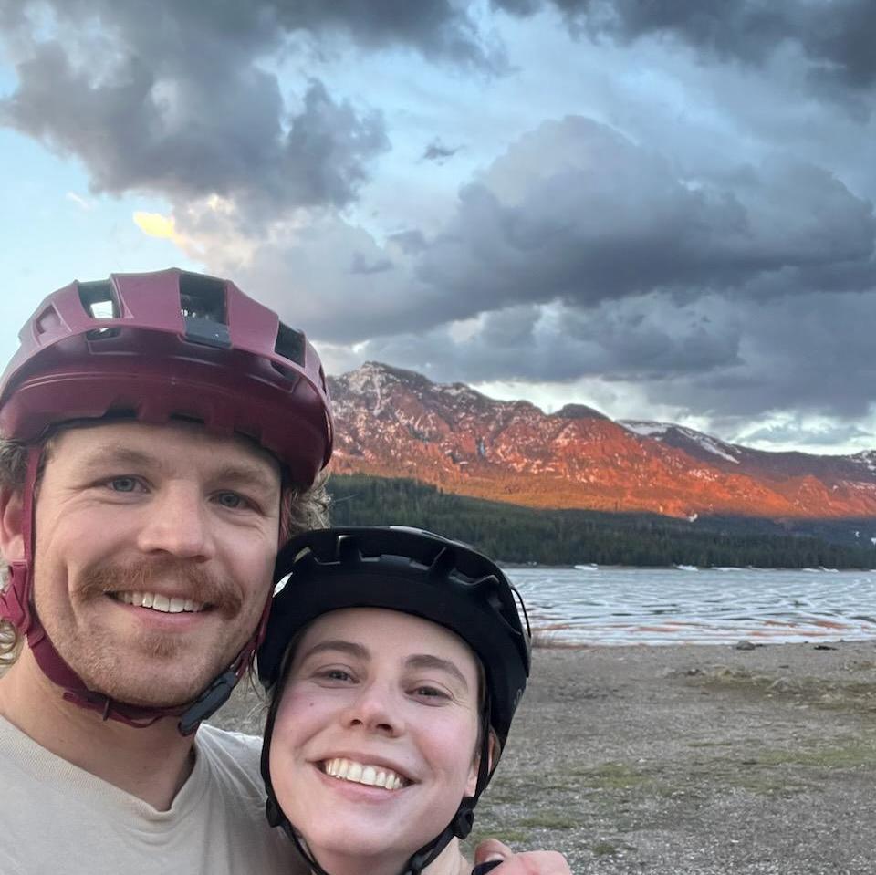 Biking up a mountain in Hyalite, MT
