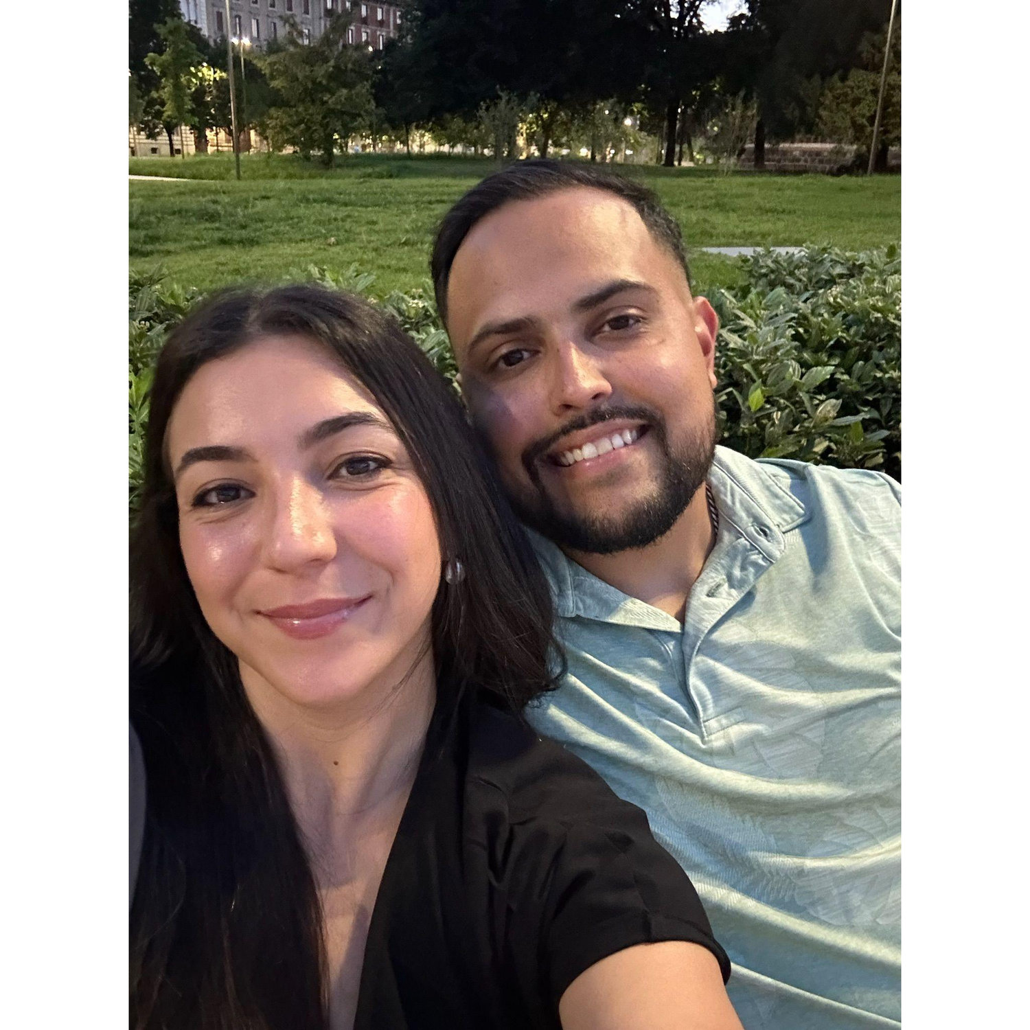 Big Smiles After Our First Italian Dinner