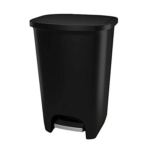 GLAD 20 Gallon 74 Liter Extra Capacity Plastic Step Can with CloroxTM Odor Protection | Fits All 20 Gallon Trash Bags | Matte Black