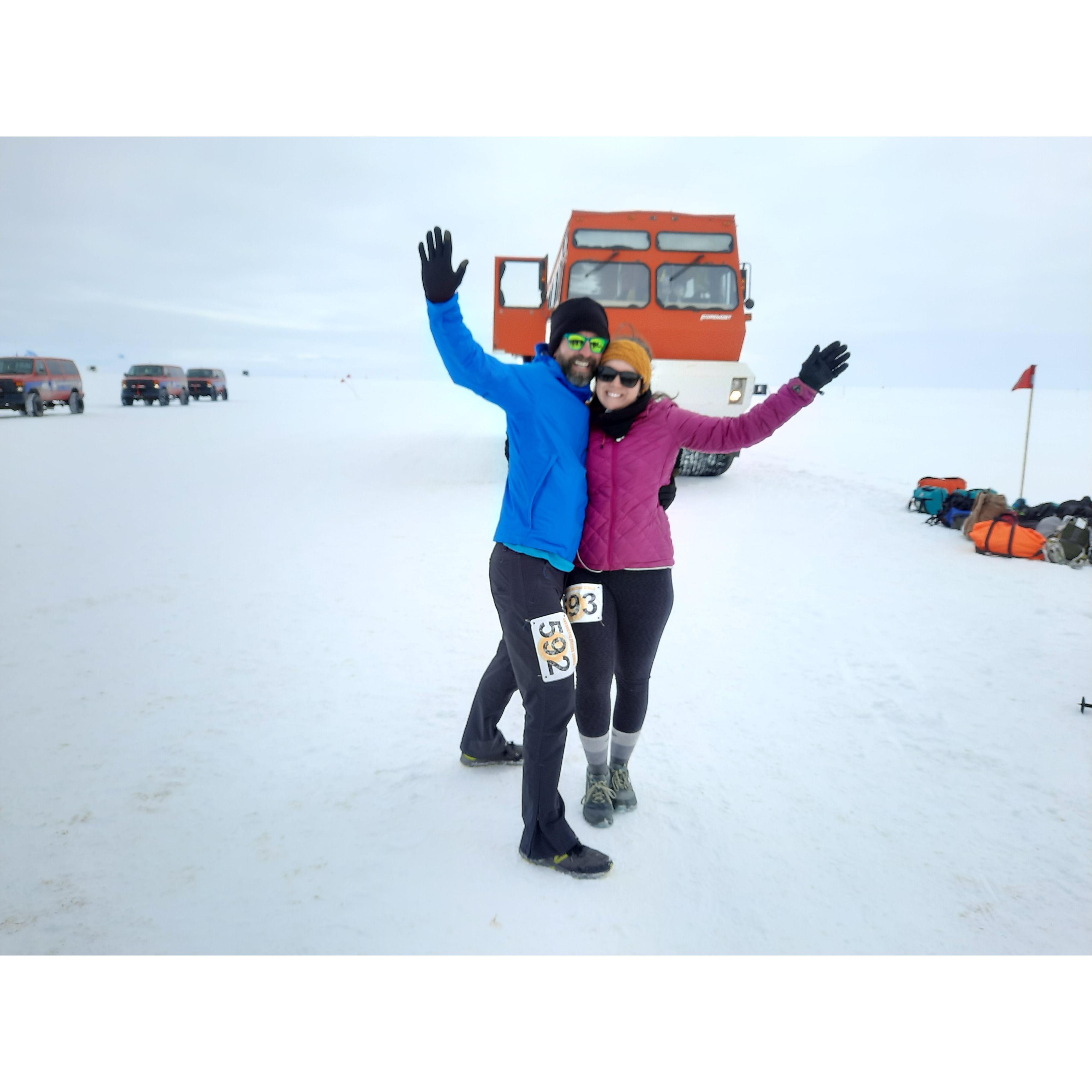 Just before the half marathon on the sea ice outside of McMurdo Station Antarctica (Jan. 2023)