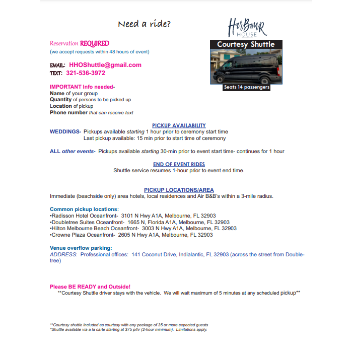 Shuttle Service Information