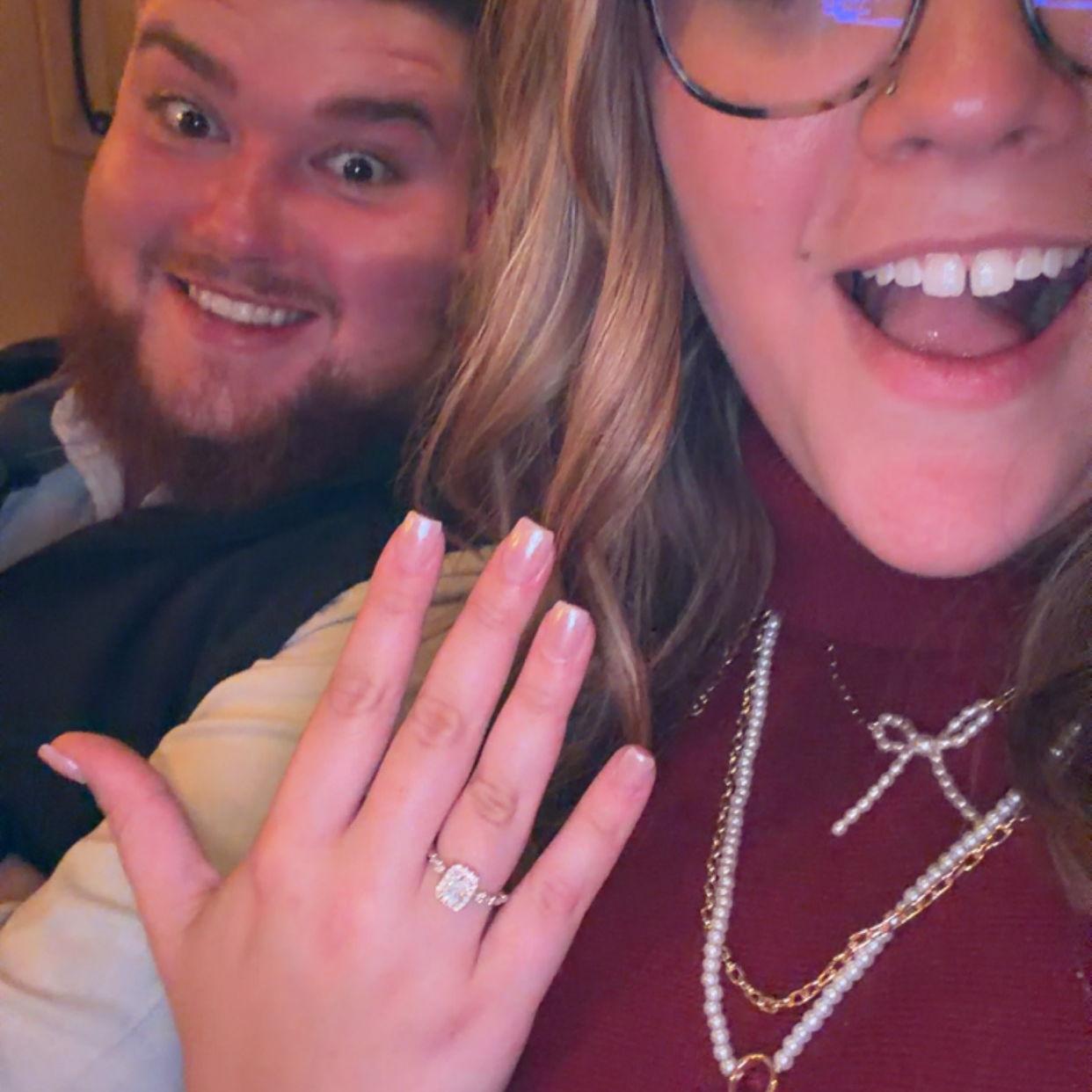 All of the selfies at dinner after the proposal!