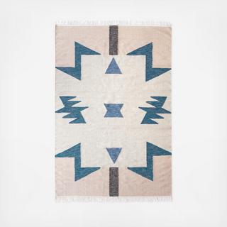 Blue Triangles Kelim Rug
