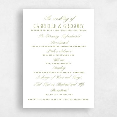 White Wedding Program - Querido