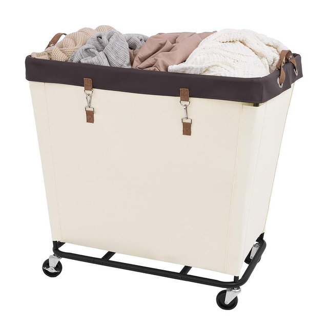 StorageWorks Laundry Basket with Wheels, 320L Extra Large Hampers for Laundry, Rolling Laundry Basket, Dirty Clothes Hamper for Hotel, Home, Closet, Beige, 1-Pack