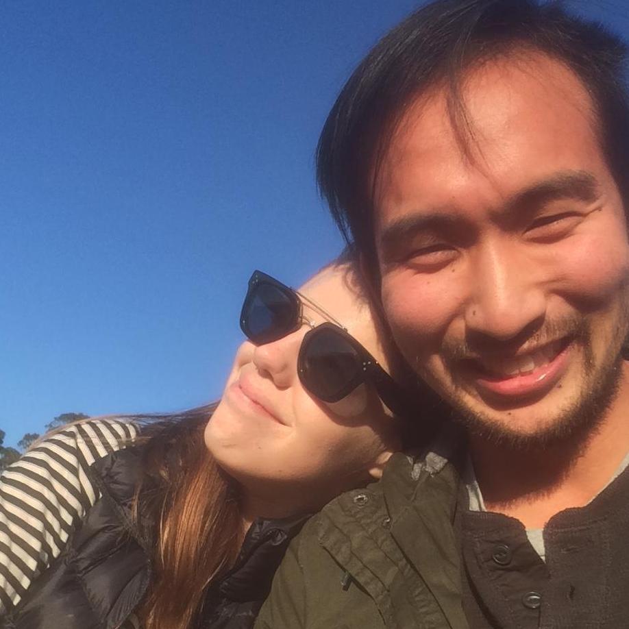 Exploring Oakland together on a wedding trip.