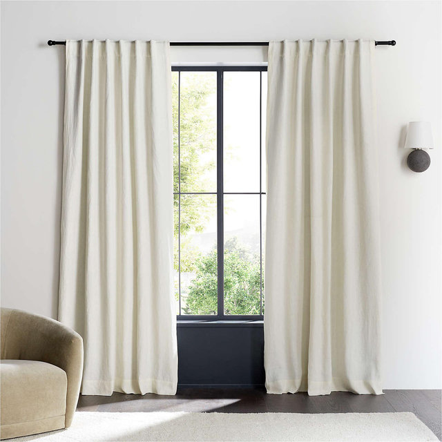Ivory European Flax ®-Certified Linen Blackout Window Curtain Panel 52"x108"
