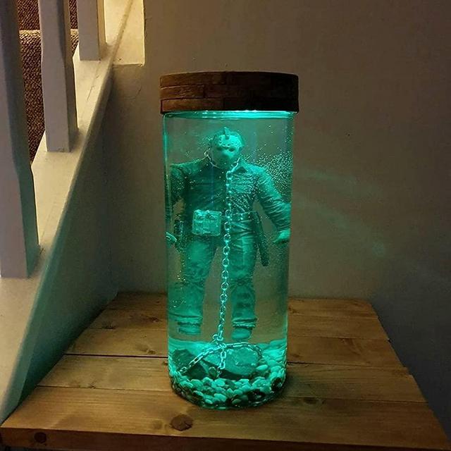 Jason Voorhees Collector Water Lamp - Looking at You in The Water,The Creepy Friday Horror Movie Night Light,The Last Night in The Ddiorama,Decorative Ornaments Gift Lights