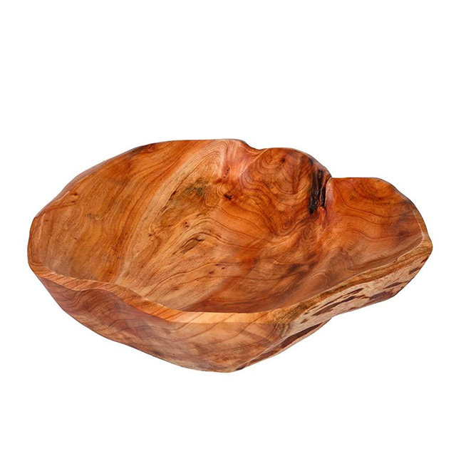 BIGPIPI Wooden Bowl for Decor, Natural Shape Real Wood Carved Fruit Bowl, Decorative Wooden Bowl for Table Centerpiece Office Home Decor, Multipurpose Candy Keys Serving Bowls (Large 12"-14")