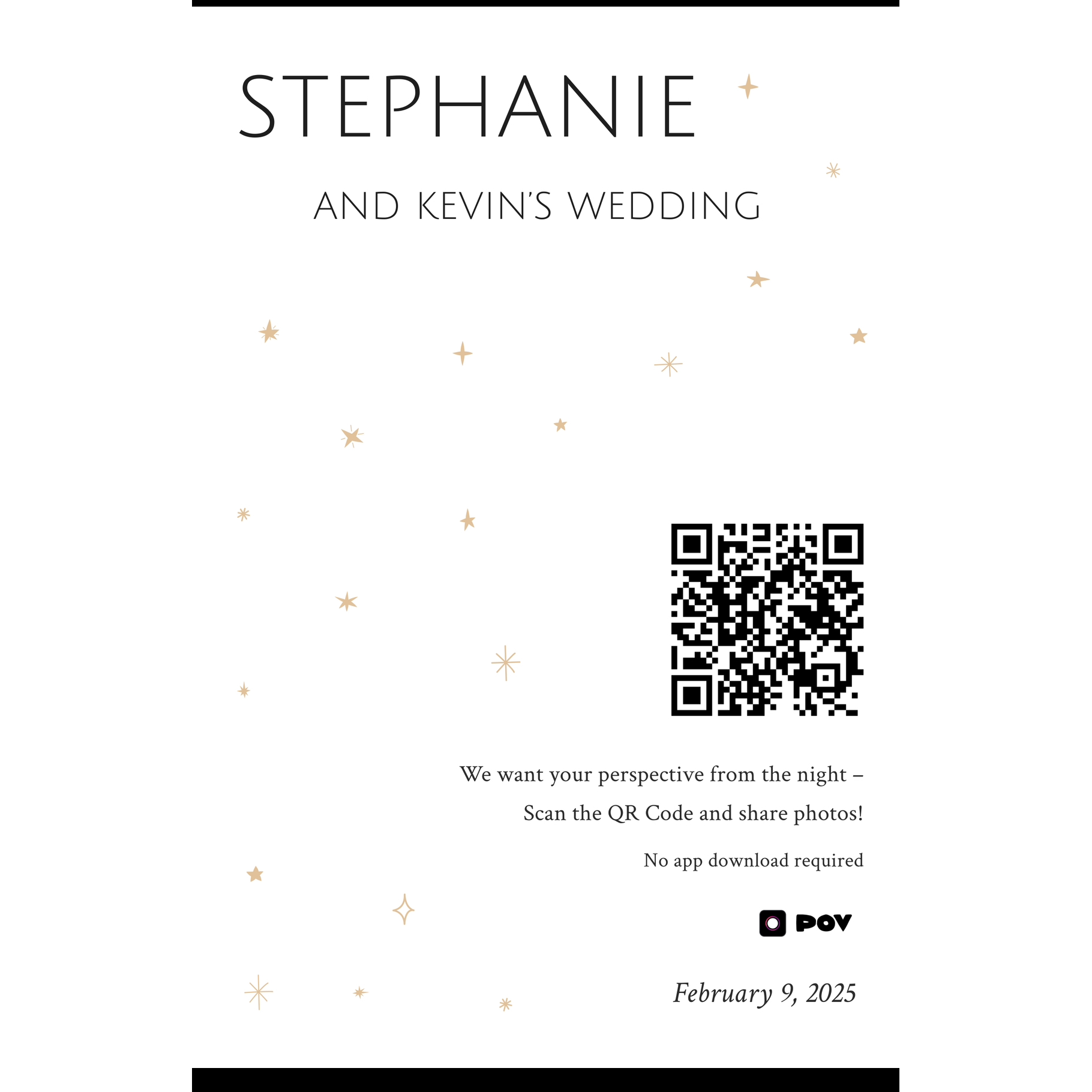 Use the QR code to upload photo's to the POV app that weekend. Each guest has 25 photos maximum to upload during the weekend, so choose wisely ;)