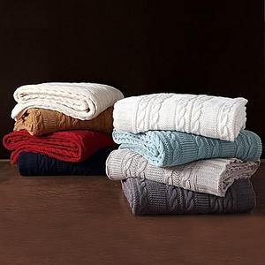 VCNY Abode Dublin Knit Throw Blanket in Silver