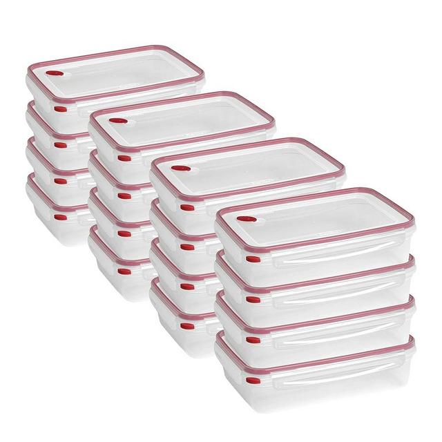 Sterilite Ultra-Seal 16 Cup Rectangle, Airtight Food Storage Container, Latching Lid, Microwave and Dishwasher Safe, Clear With Blue Gasket, 16-Pack