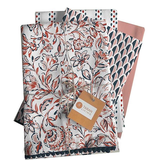 TARAN LIVING Dish Towels for Kitchen, Floral Abstract White & Peach Tea Towels for Kitchen, Kitchen Towels, Wash Clothes,Cotton Dishcloths for Kitchen, Bar Towel-Printed Floral Blast 18"x28" Pack of 4