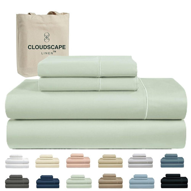 Cloud Scape Linen 100% Egyptian Cotton King Sheets Set – 1000 Thread Count, 4-Piece Soft Hotel Quality Bedding Set,Deep Pockets up to 16”, Mineral